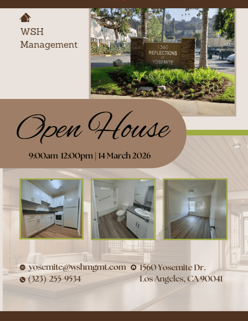 A flyer for an open house event on 14 March 2026.